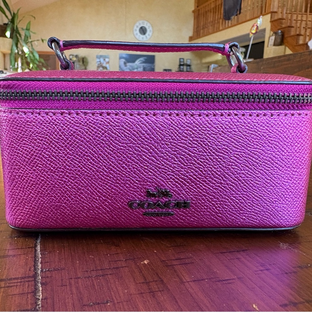 Coach Fuchsia Leather Travel Jewelry Box